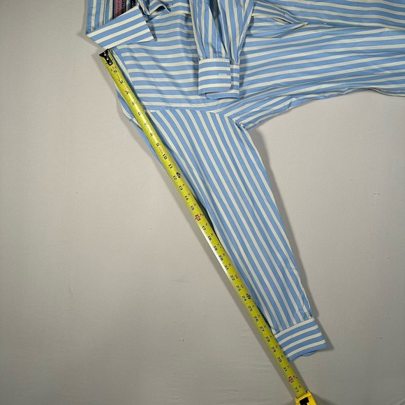 Vineyard Vines Mens 16 35 Dress Shirt Blue Yellow Stripe Button Up 100% Cotton - Picture 12 of 12
